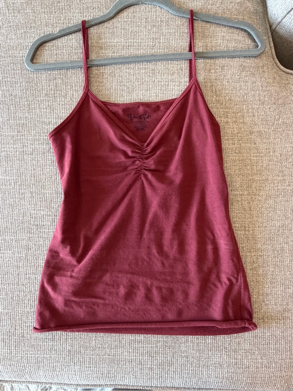 Brandy Melville Ruched V-Neck Cami in Burgundy